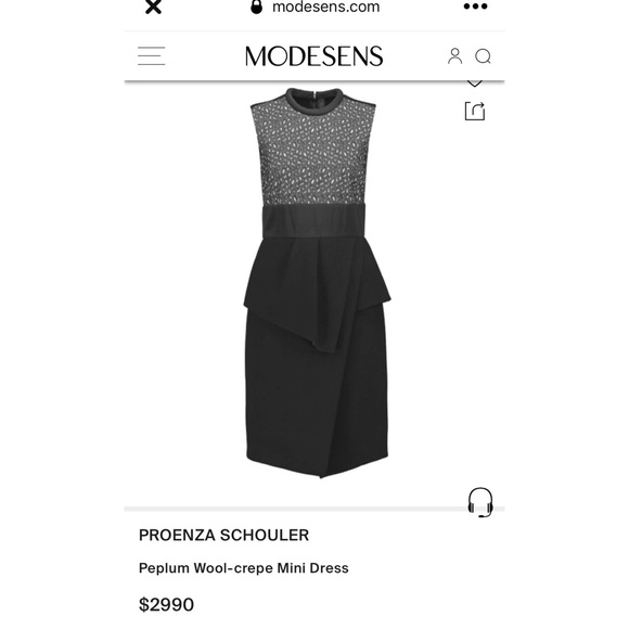 Proenza Schouler Wool-Crepe & Lace Peplum Dress Size 4 - Picture 10 of 16